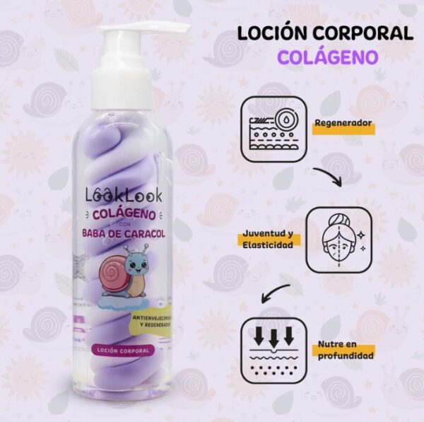 LOCIÓN CORPORAL COLÁGENO CON BABA DE CARACOL- LOOK LOOK- - Imagen 2