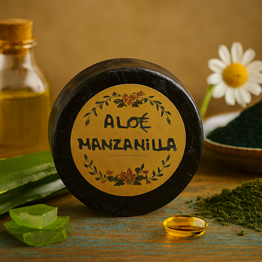 JABON NATURAL - ALOE VERA Y MANZANILLA - 25 GR APROX