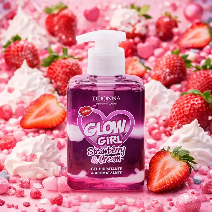 GEL HIDRATANTE 2 EN 1 - GLOW GIRL STRAWBERRY Y CREAM - DONNA - 200 ML - Imagen 2