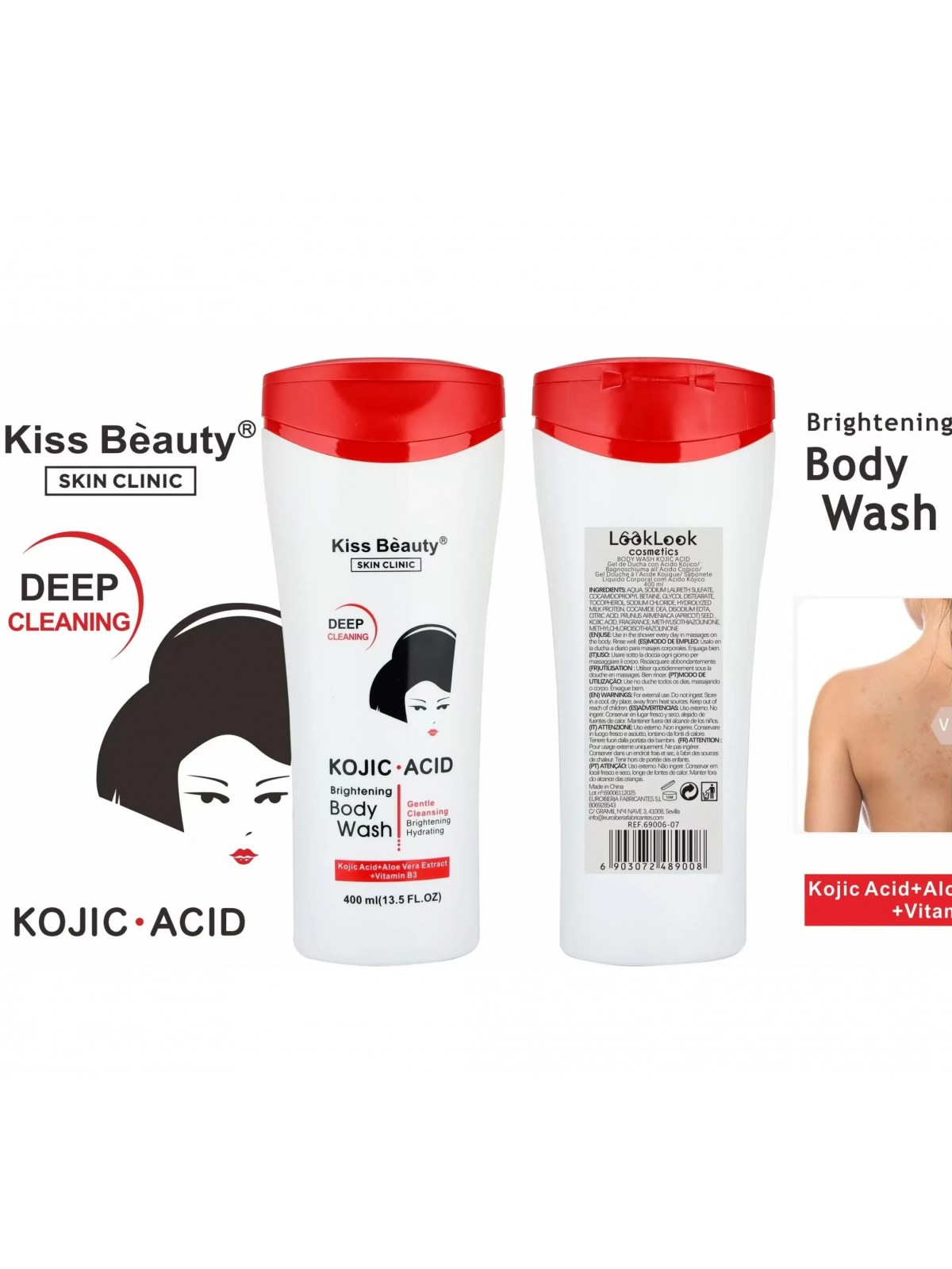 GEL DE DUCHA - ACIDO KOJICO - KISS BEAUTY - 400 ML