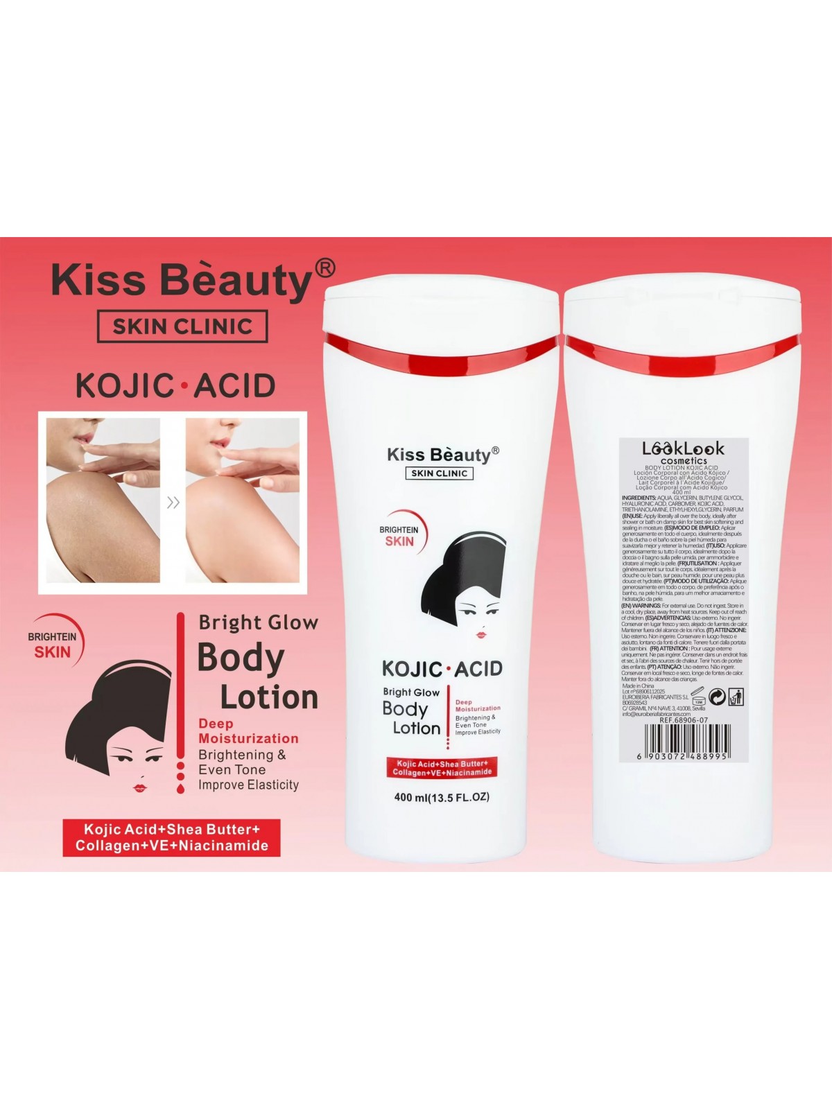 LOCION CORPORAL - ACIDO KOJICO - KISS BEAUTY - 400 ML